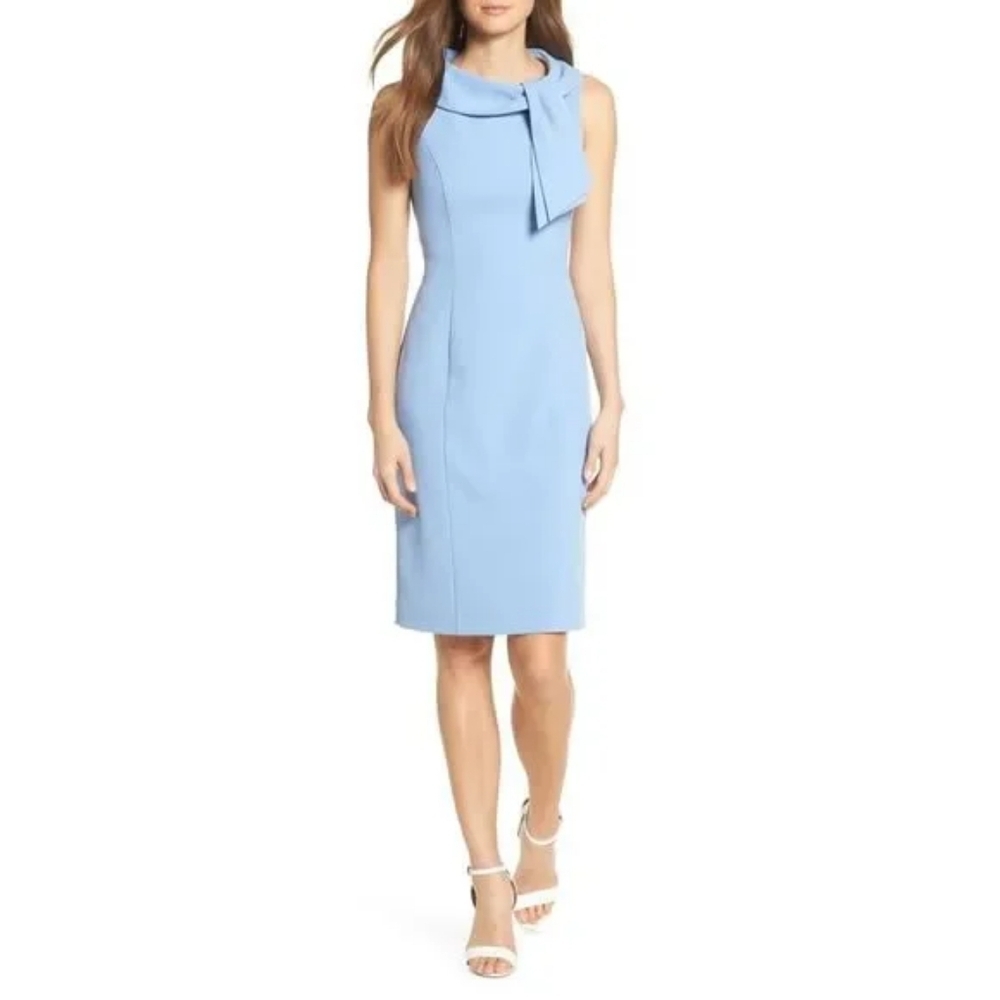 Harper Rose Tie Neck Sheath Dress Powder Blue 6 Small Petite Nordstrom Jackie O